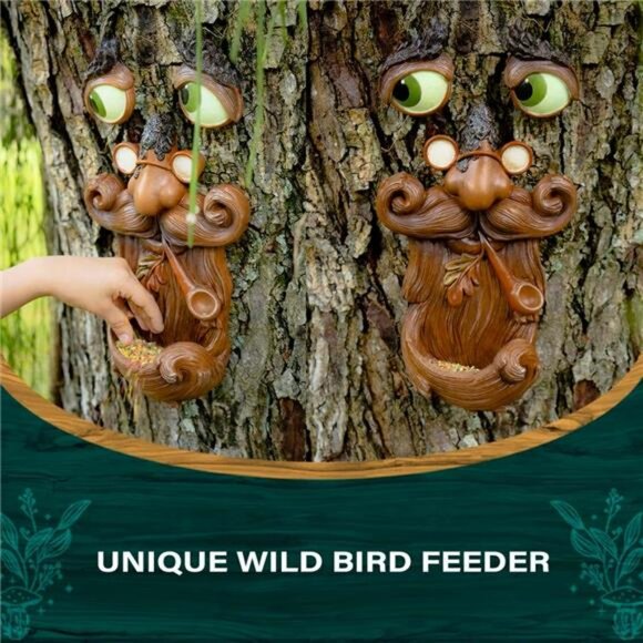 Tree Faces Decor Outdoor – Tree Hugger Yard Art Garden Decoration – Bird Feeders - Picture 4 of 6